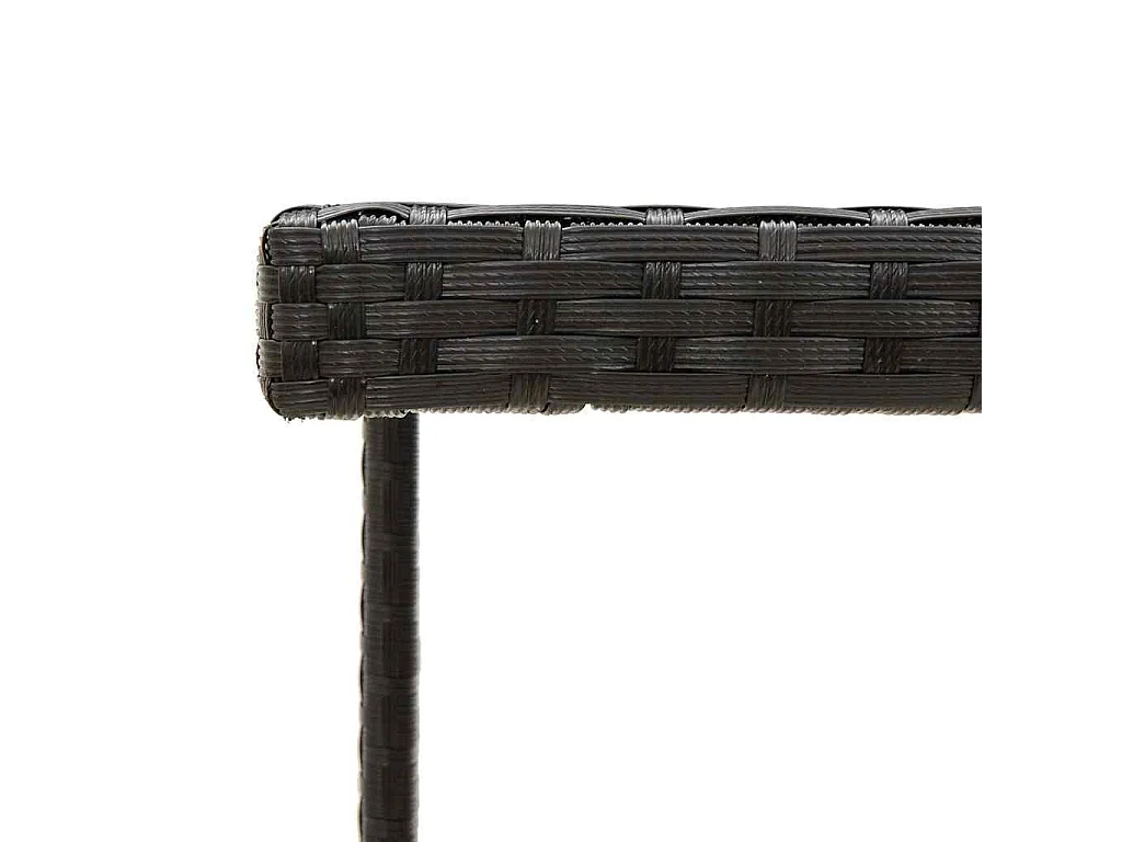 Table de jardin Noir 109x107x74 cm Résine tressée et verre