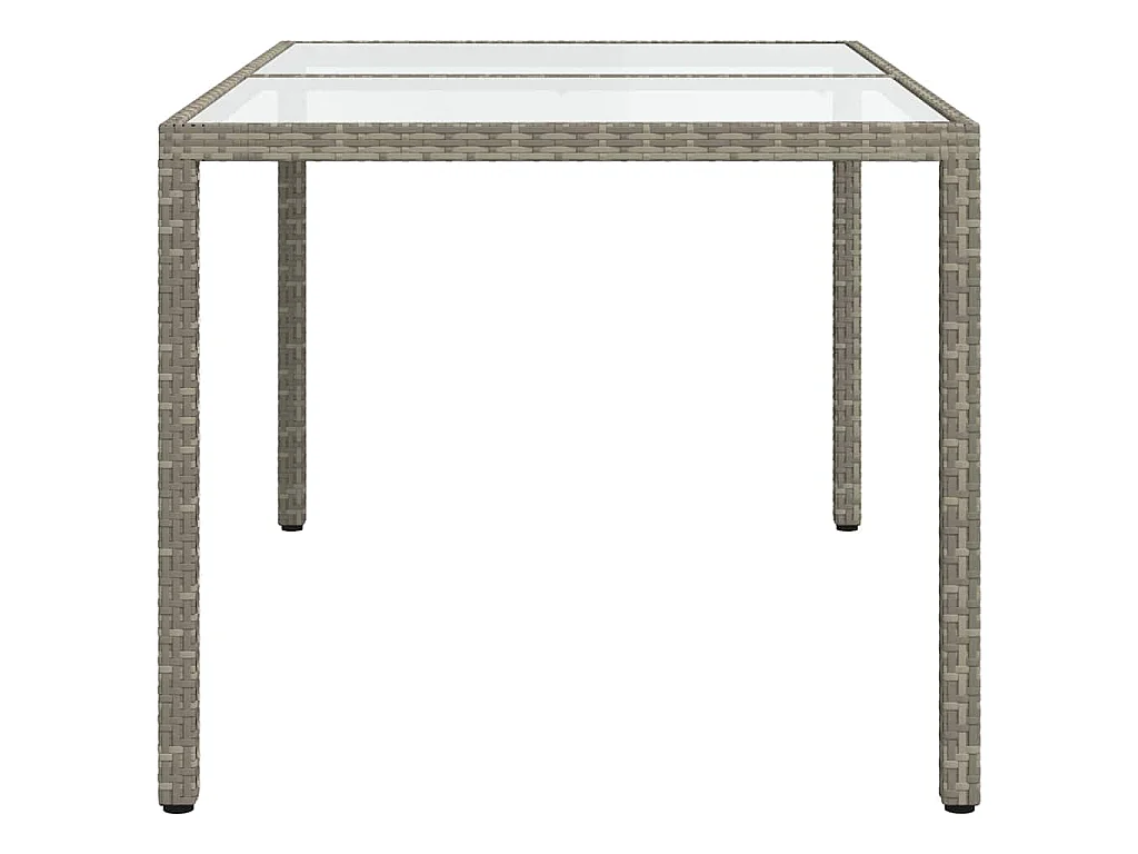 Tavolo Giardino 150x90x75cm Vetro Temperato e Polyrattan Grigio