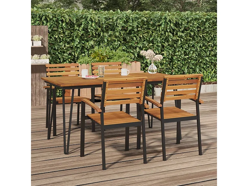 Mesa jardim c/ pernas estilo grampo 160x80x75 cm acácia maciça