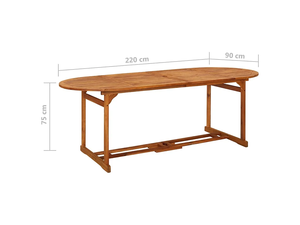 Mesa de comedor jardín 220x90x75 cm madera maciza de acacia