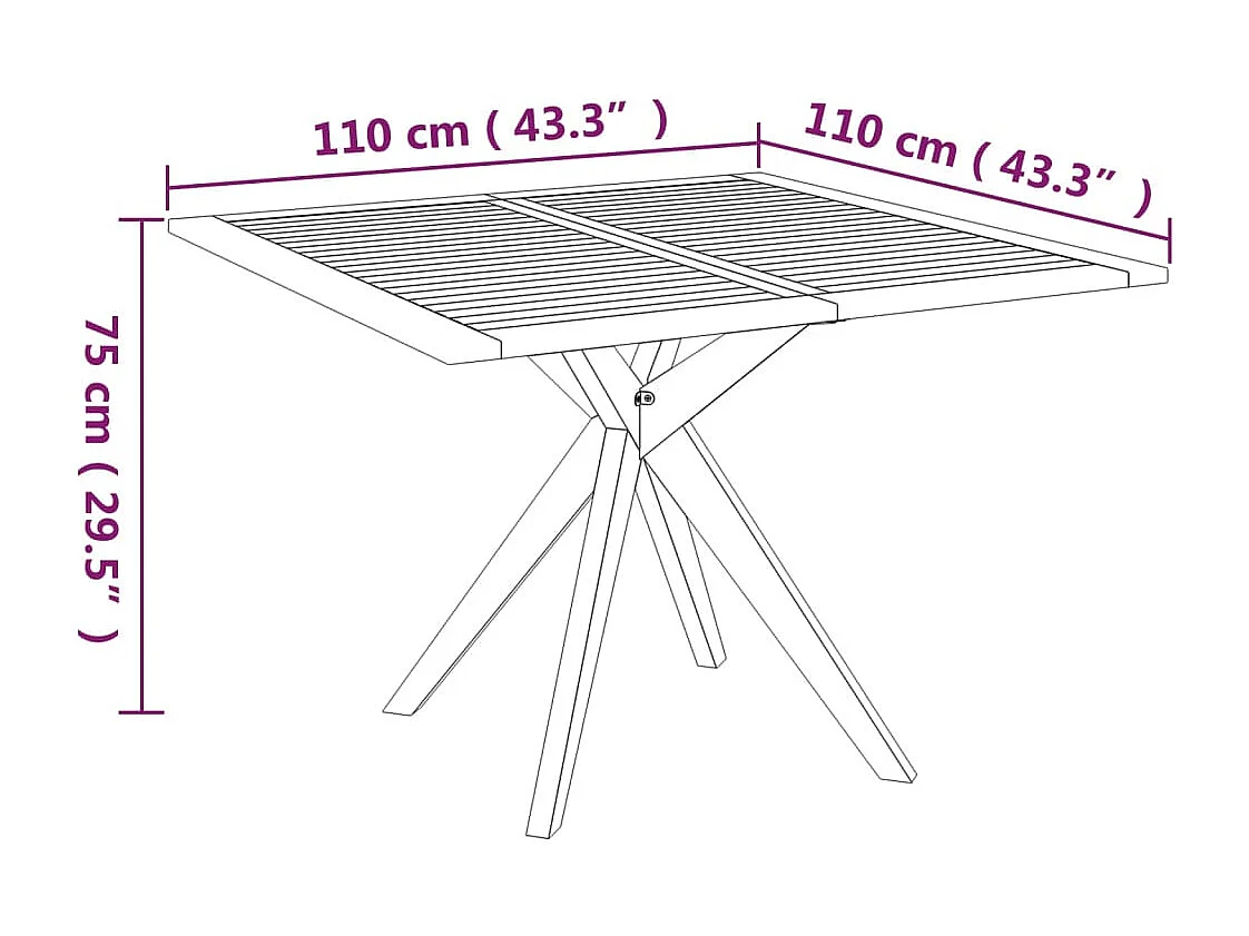 Table de jardin 110x110x75 cm Bois d'acacia solide