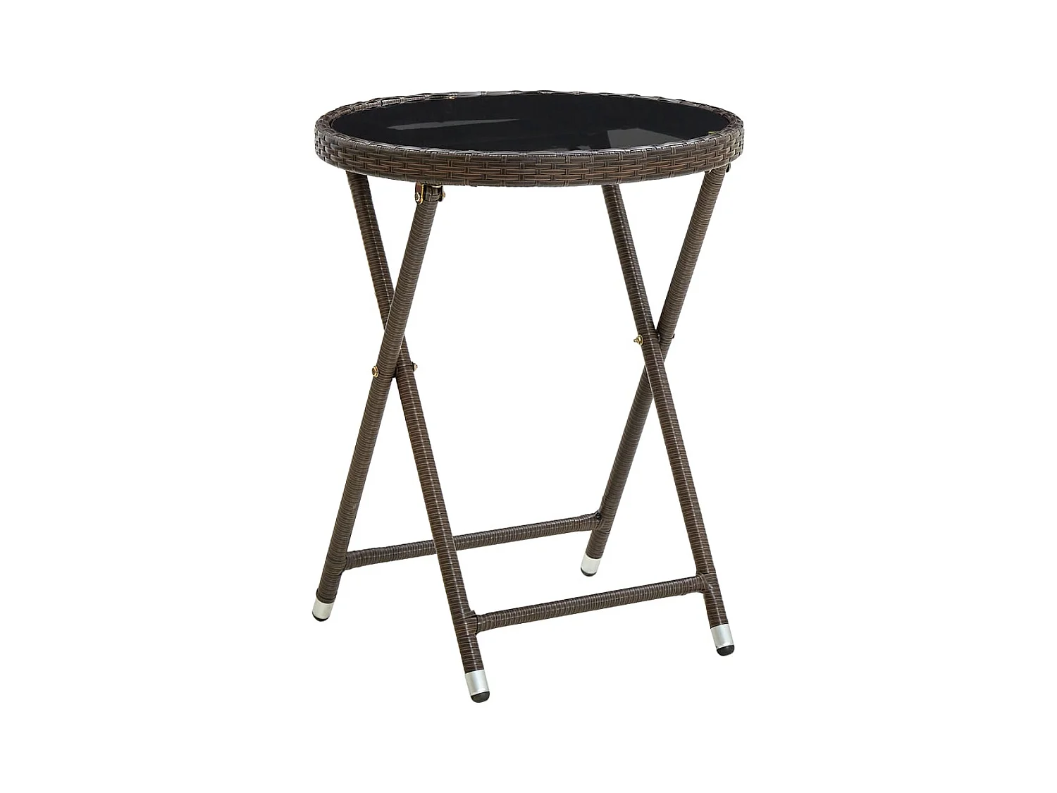 Salontafel 60 cm poly rattan en gehard glas bruin