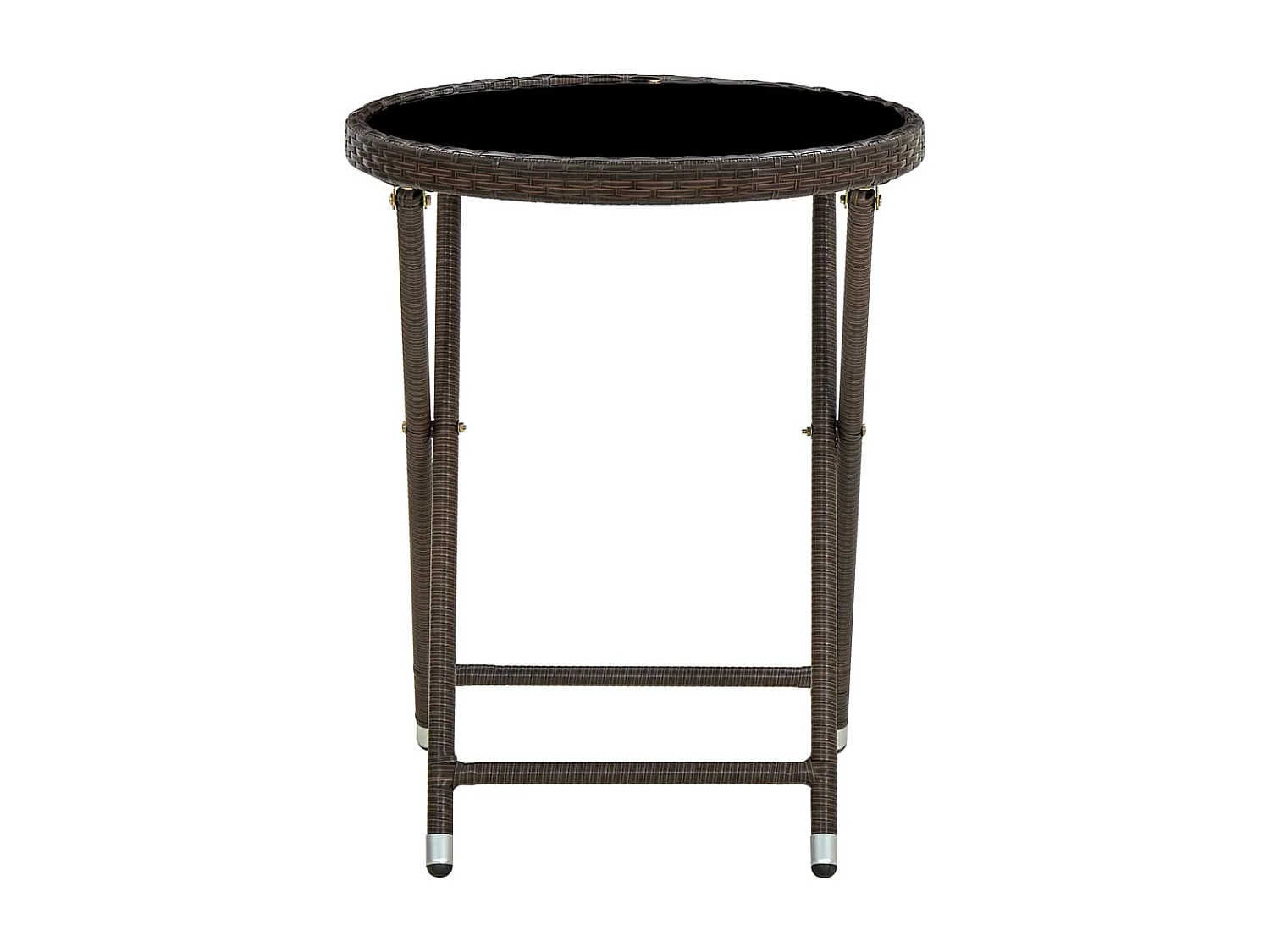 Mesa de chá 60 cm vime PE e vidro temperado castanho