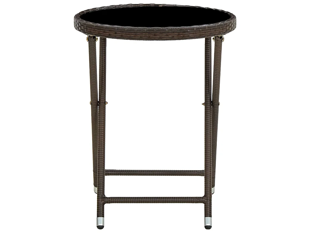 Salontafel 60 cm poly rattan en gehard glas bruin