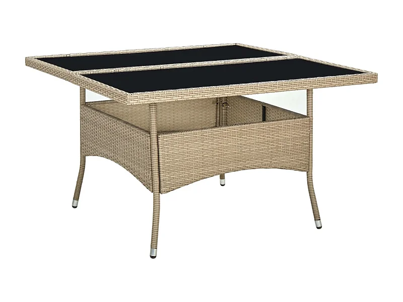 Table à dîner d'extérieur Beige Résine tressée et verre