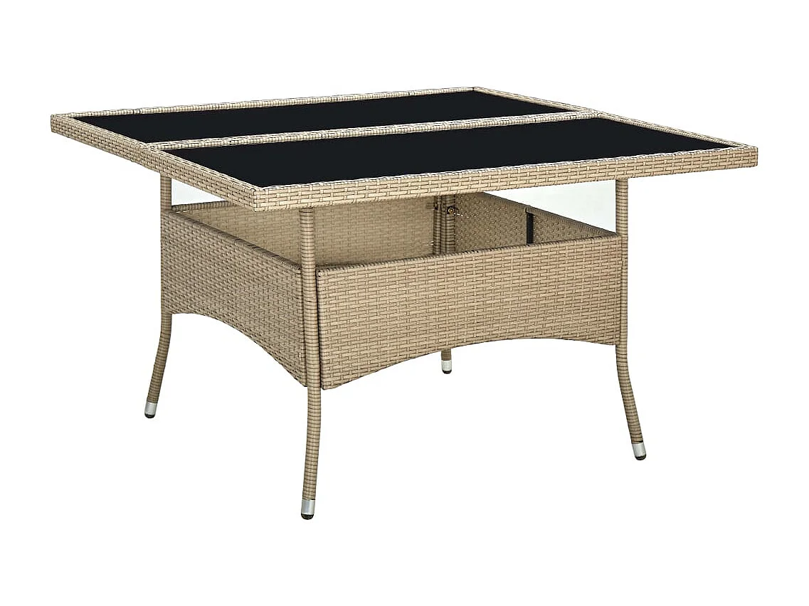 Table à dîner d'extérieur Beige Résine tressée et verre