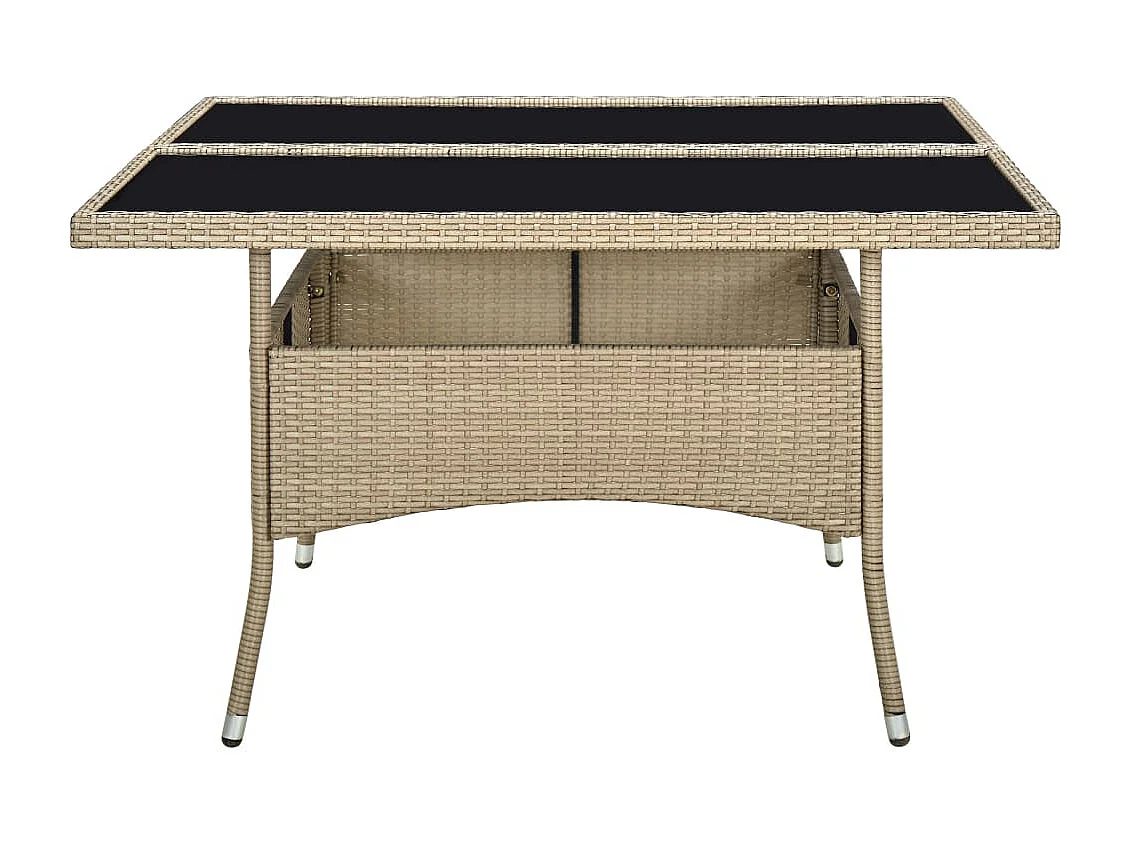 Garten-Esstisch Beige Poly Rattan und Glas