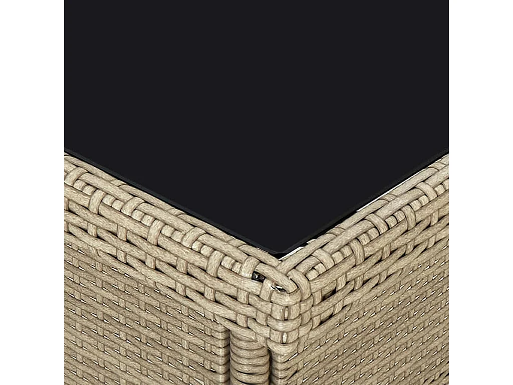 Garten-Esstisch Beige Poly Rattan und Glas