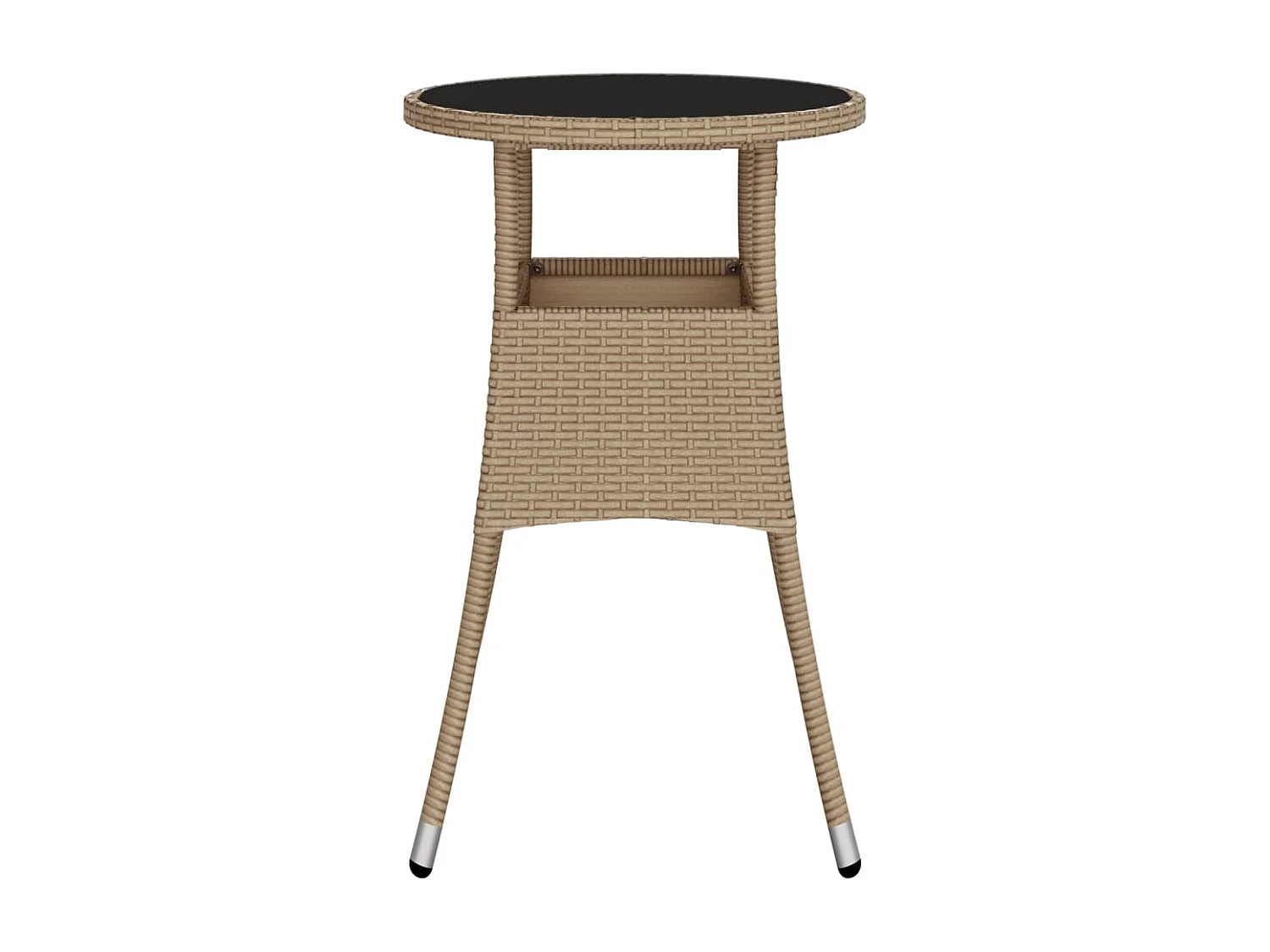 Tuintafel Ø60x75 cm gehard glas en poly rattan beige