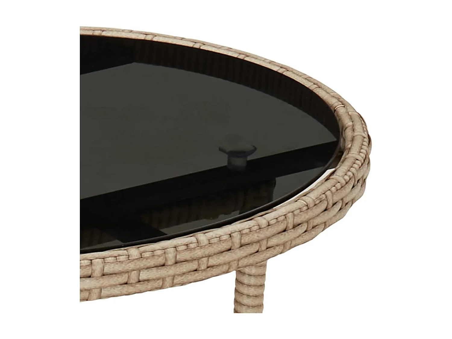 Tuintafel Ø60x75 cm gehard glas en poly rattan beige