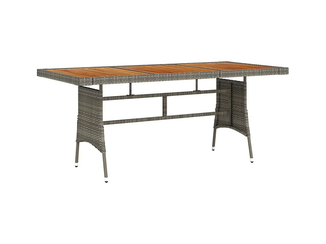 Gartentisch Grau 160x70x72 cm Poly Rattan & Massivholz Akazie