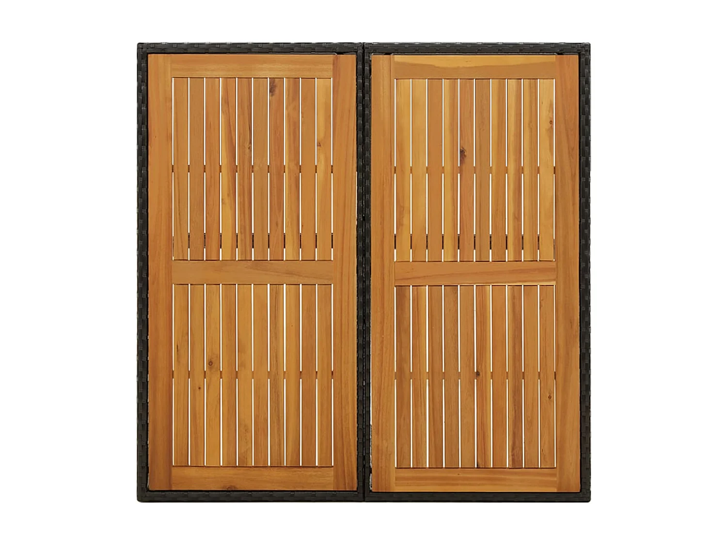 Gartentisch Schwarz 109x107x74cm Poly Rattan Massivholz Akazie