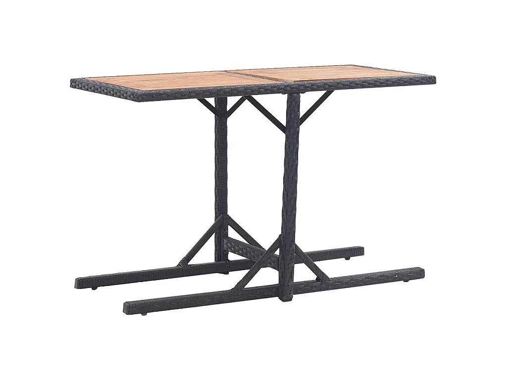 Tuintafel massief acaciahout en poly rattan zwart