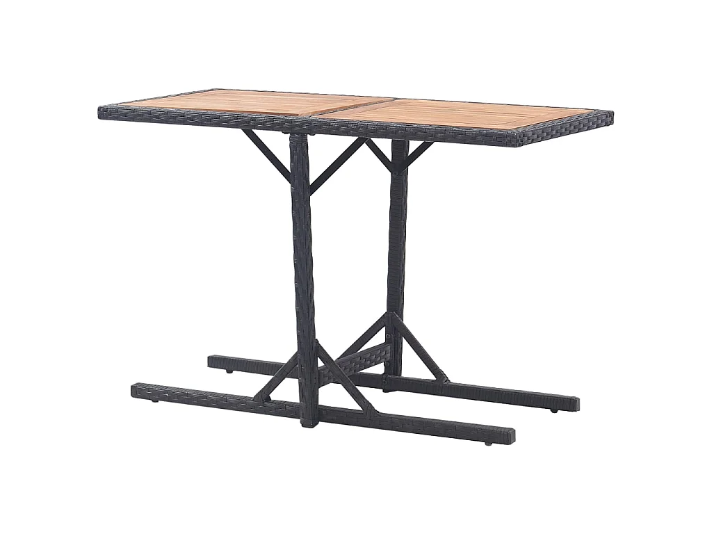 Tuintafel massief acaciahout en poly rattan zwart
