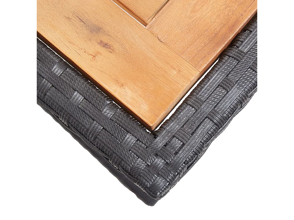 Tuintafel massief acaciahout en poly rattan zwart
