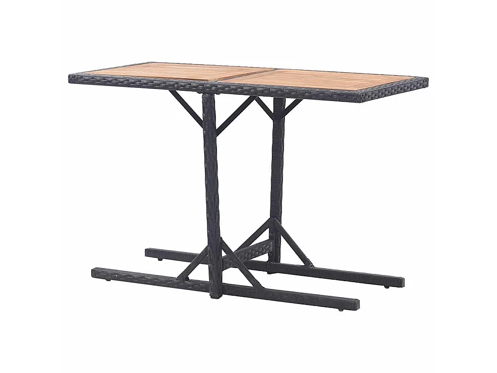 Tuintafel massief acaciahout en poly rattan zwart