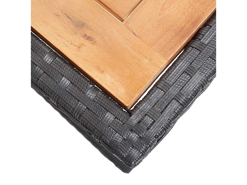 Tuintafel massief acaciahout en poly rattan zwart