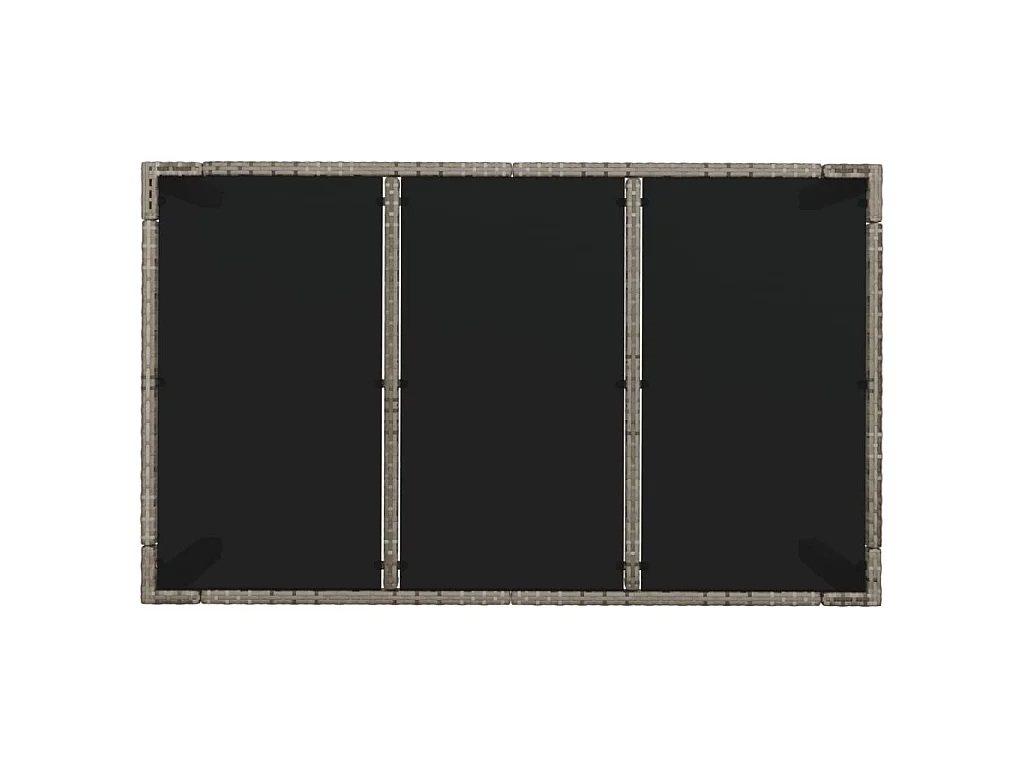 Gartentisch mit Glasplatte Grau 150x90x75 cm Poly Rattan