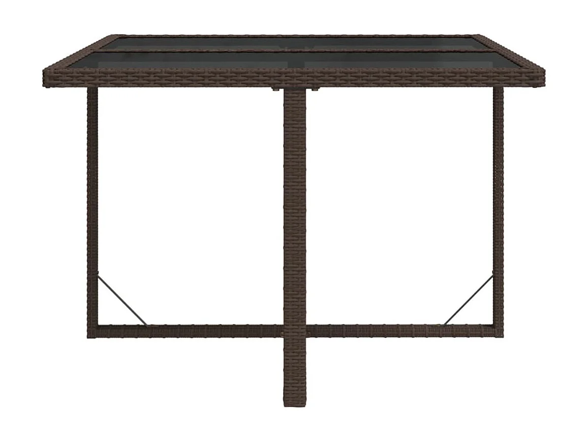 Table de jardin Marron 109x107x74 cm Résine tressée et verre