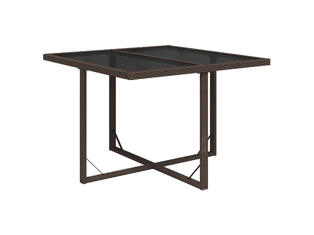 Table de jardin Marron 109x107x74 cm Résine tressée et verre