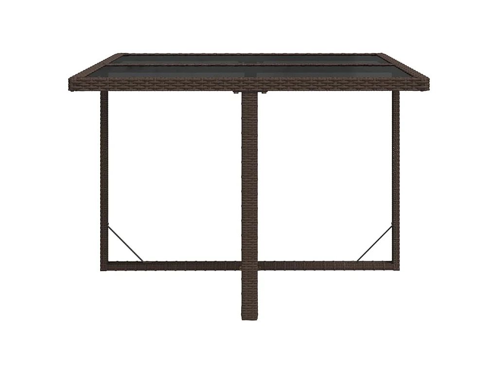 Table de jardin Marron 109x107x74 cm Résine tressée et verre