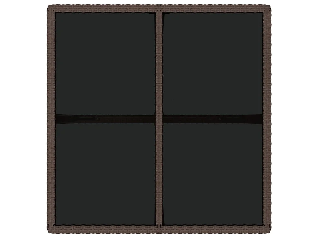 Table de jardin Marron 109x107x74 cm Résine tressée et verre