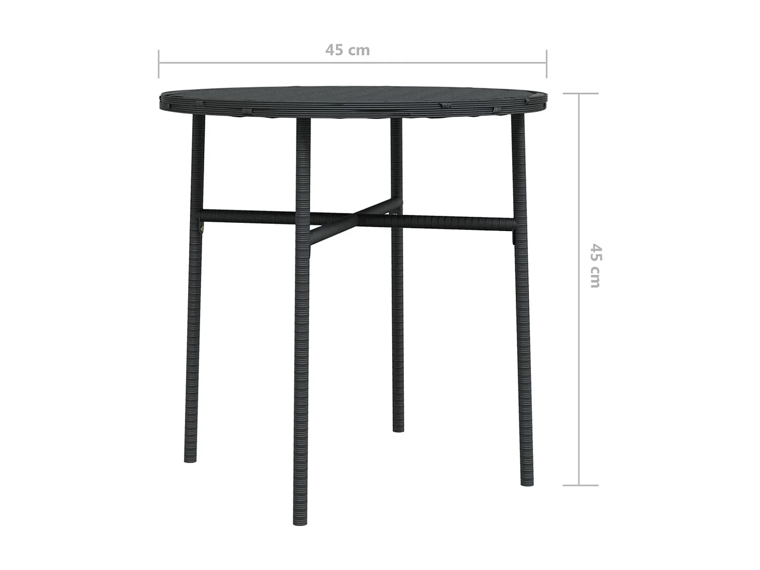 Salontafel 45 cm poly rattan zwart