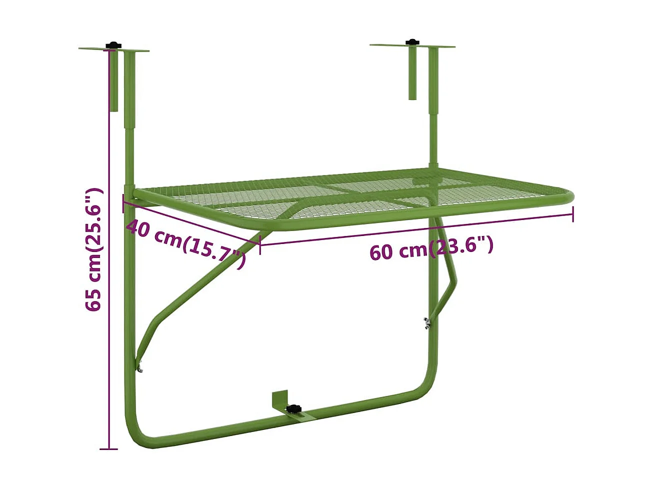 Balkontafel 60x40 cm staal groen