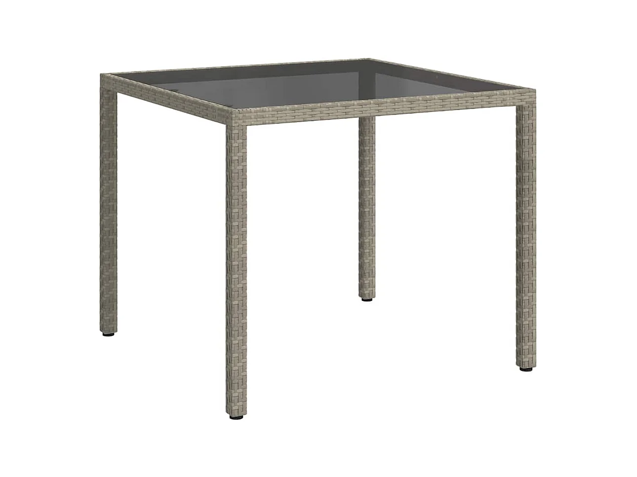 Table de jardin 90x90x75 cm Verre trempé et résine tressée Gris