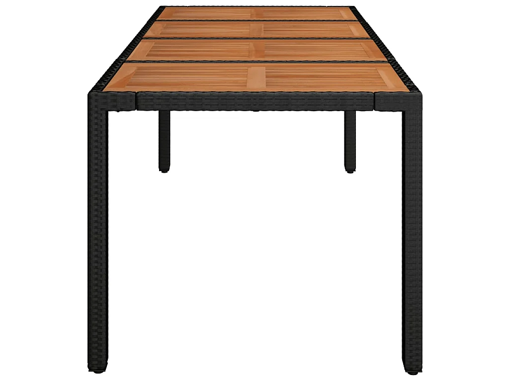 Table de jardin dessus en bois Noir 190x90x75 cm Résine tressée