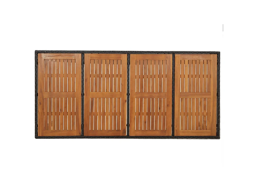 Table de jardin dessus en bois Noir 190x90x75 cm Résine tressée
