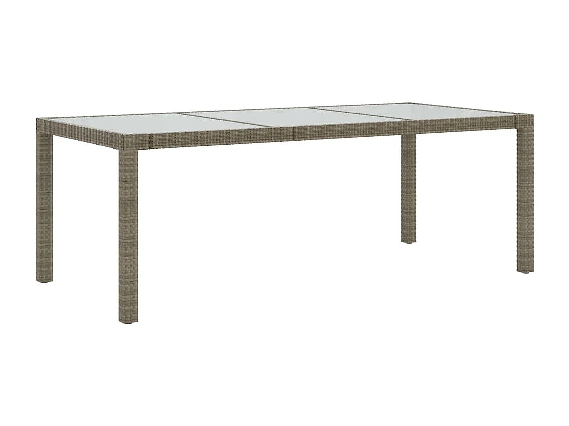 Gartentisch Grau 190x90x75 cm Hartglas und Poly Rattan