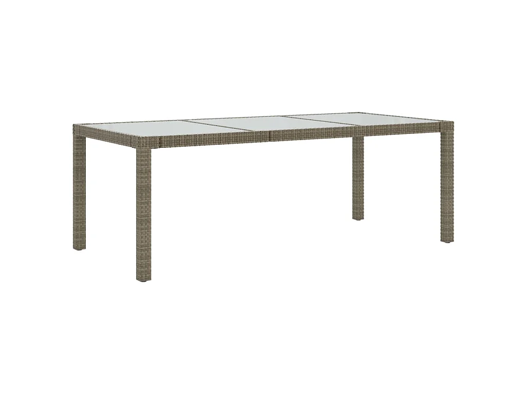 Gartentisch Grau 190x90x75 cm Hartglas und Poly Rattan