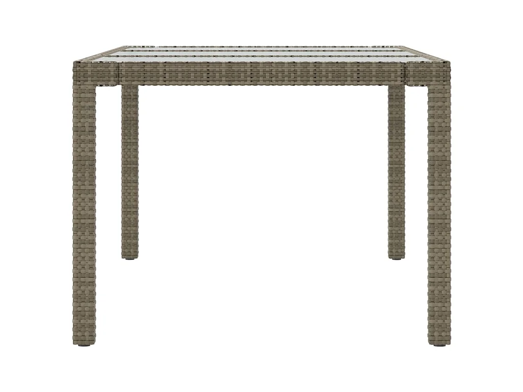 Gartentisch Grau 190x90x75 cm Hartglas und Poly Rattan