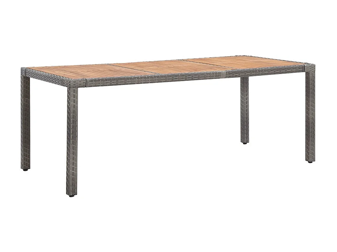 Table de jardin Gris 190x90x75cm Résine tressée et acacia