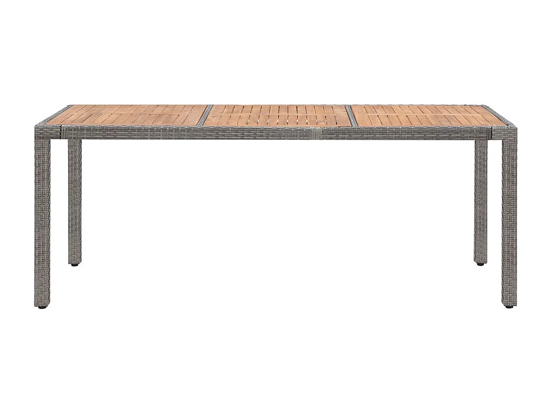 Table de jardin Gris 190x90x75cm Résine tressée et acacia
