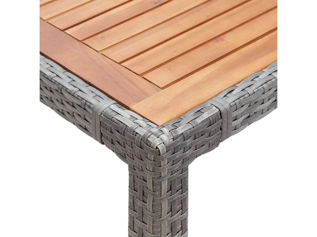 Table de jardin Gris 190x90x75cm Résine tressée et acacia