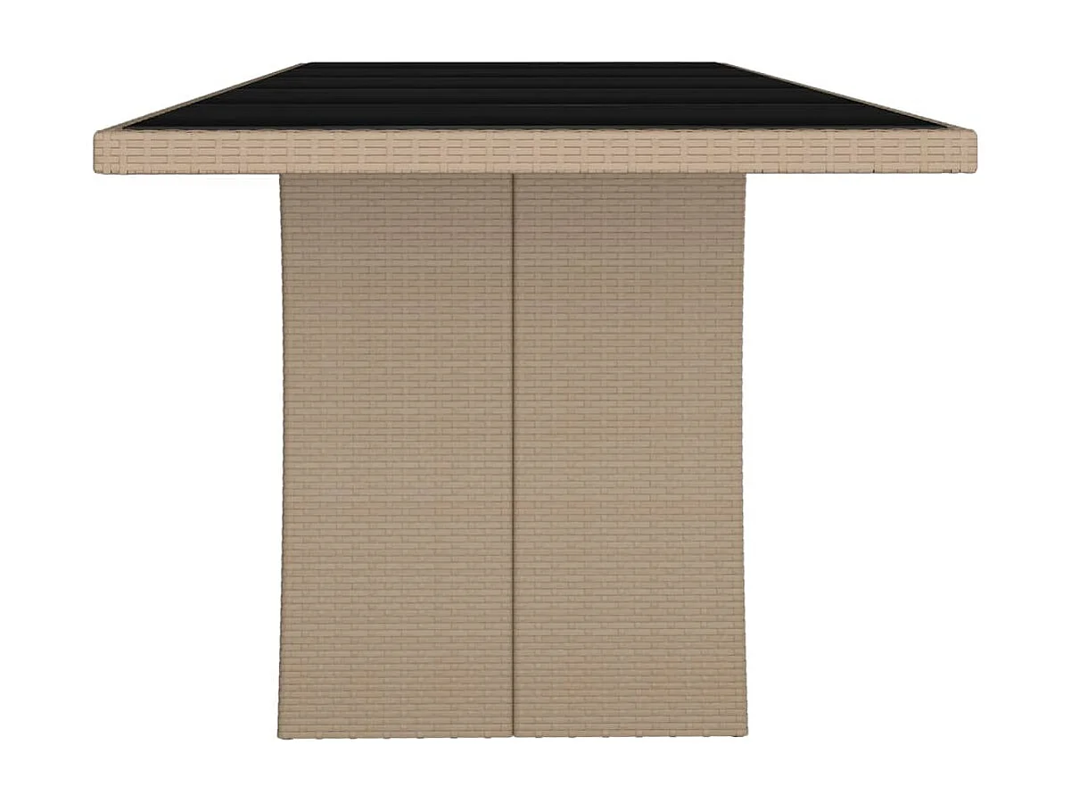 Mesa de jardim c/ tampo de vidro vime PE/vidro temperado bege