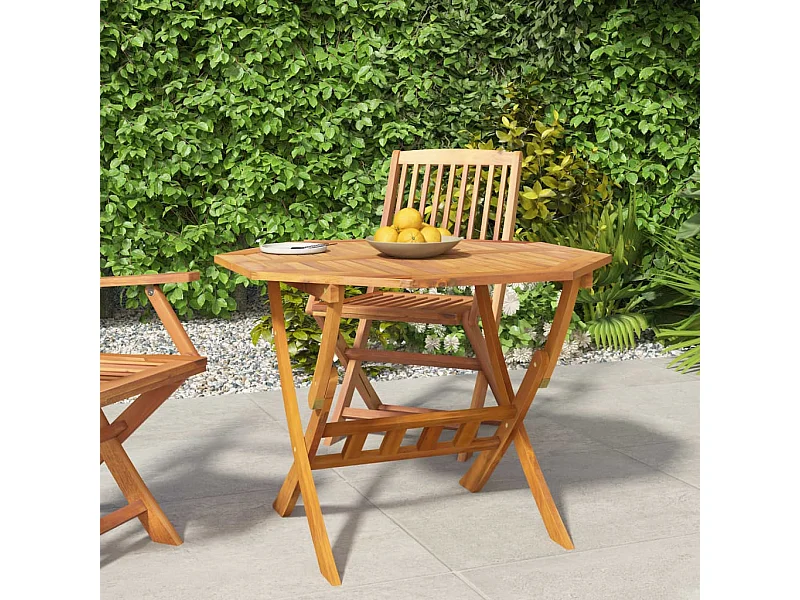 Tavolo da Giardino Pieghevole 90x75 cm Legno Massello di Acacia