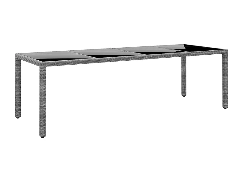 Gartentisch 250x100x75 cm Hartglas und Poly Rattan Grau