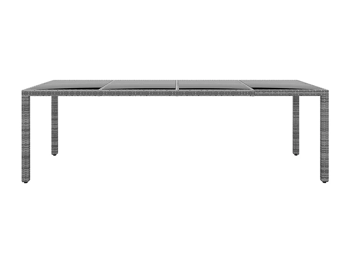 Table de jardin 250x100x75 cm Verre trempé et Résine tressée