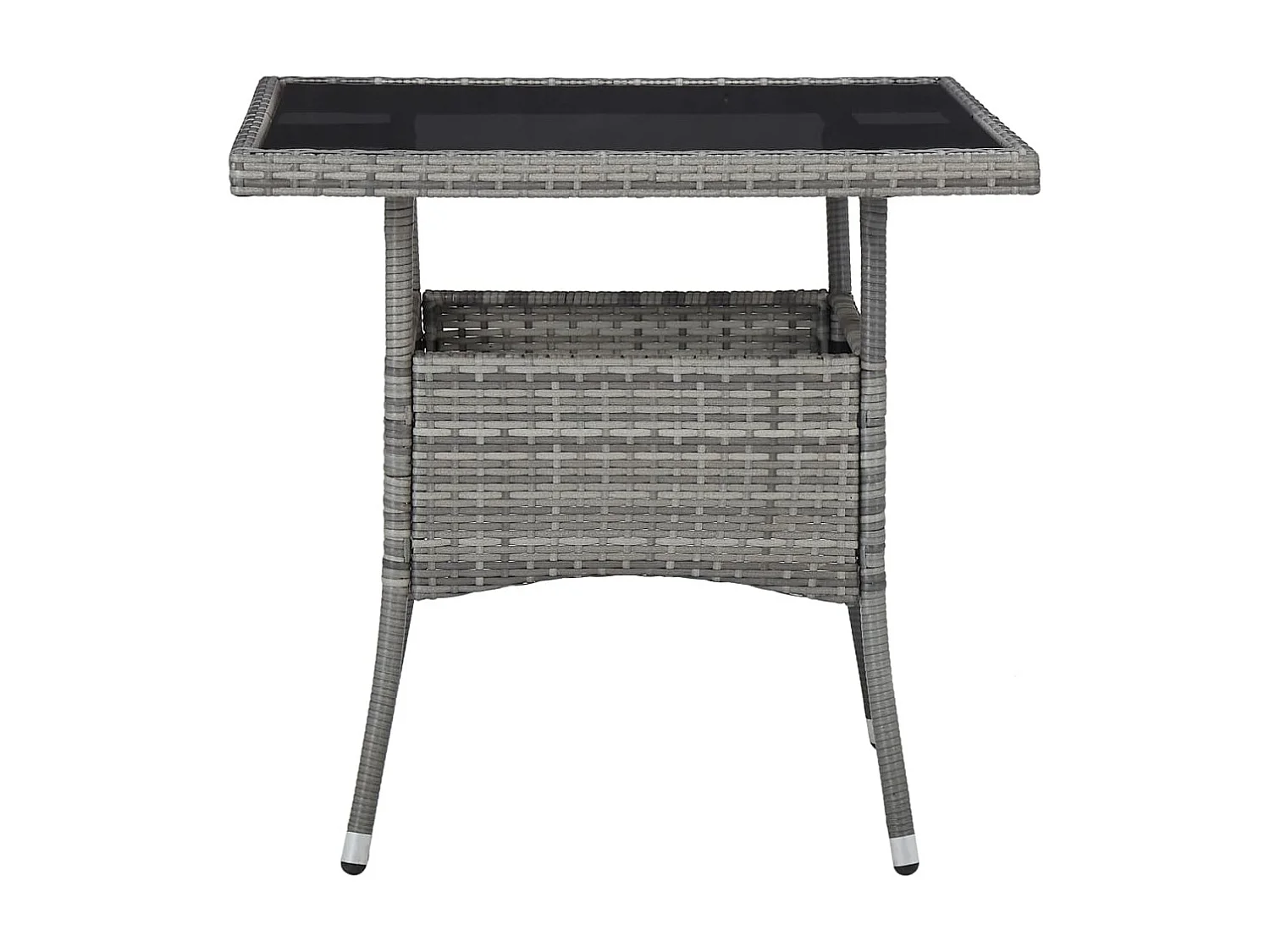 Garten-Esstisch Grau Poly Rattan und Glas