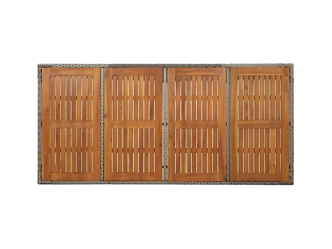 Table de jardin dessus en bois Gris 190x90x75 cm Résine tressée