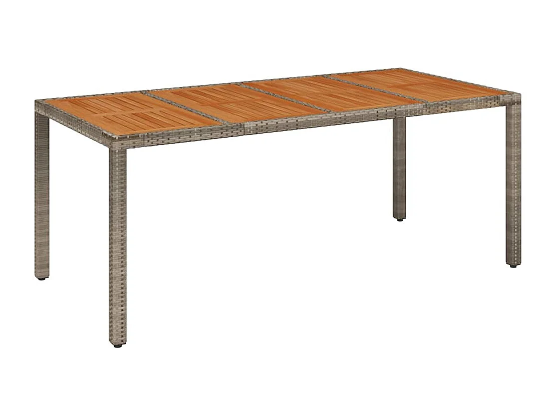 Tavolo da Giardino Piano in Legno Grigio 190x90x75cm Polyrattan