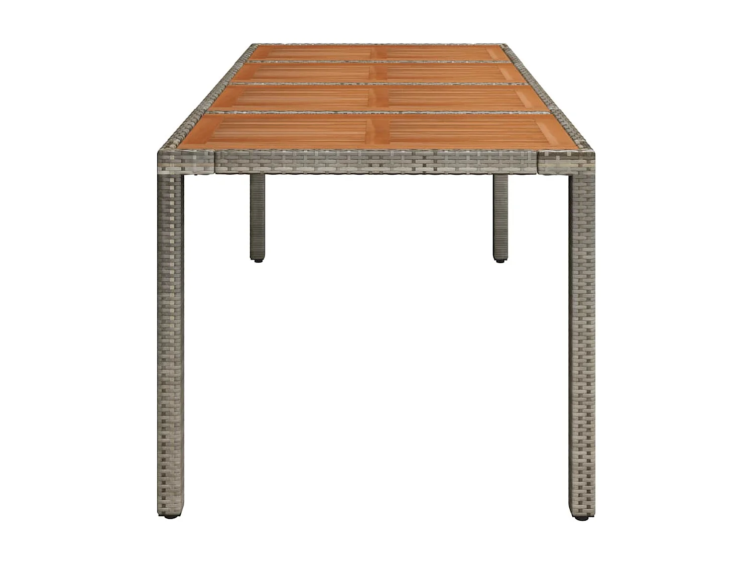 Tavolo da Giardino Piano in Legno Grigio 190x90x75cm Polyrattan