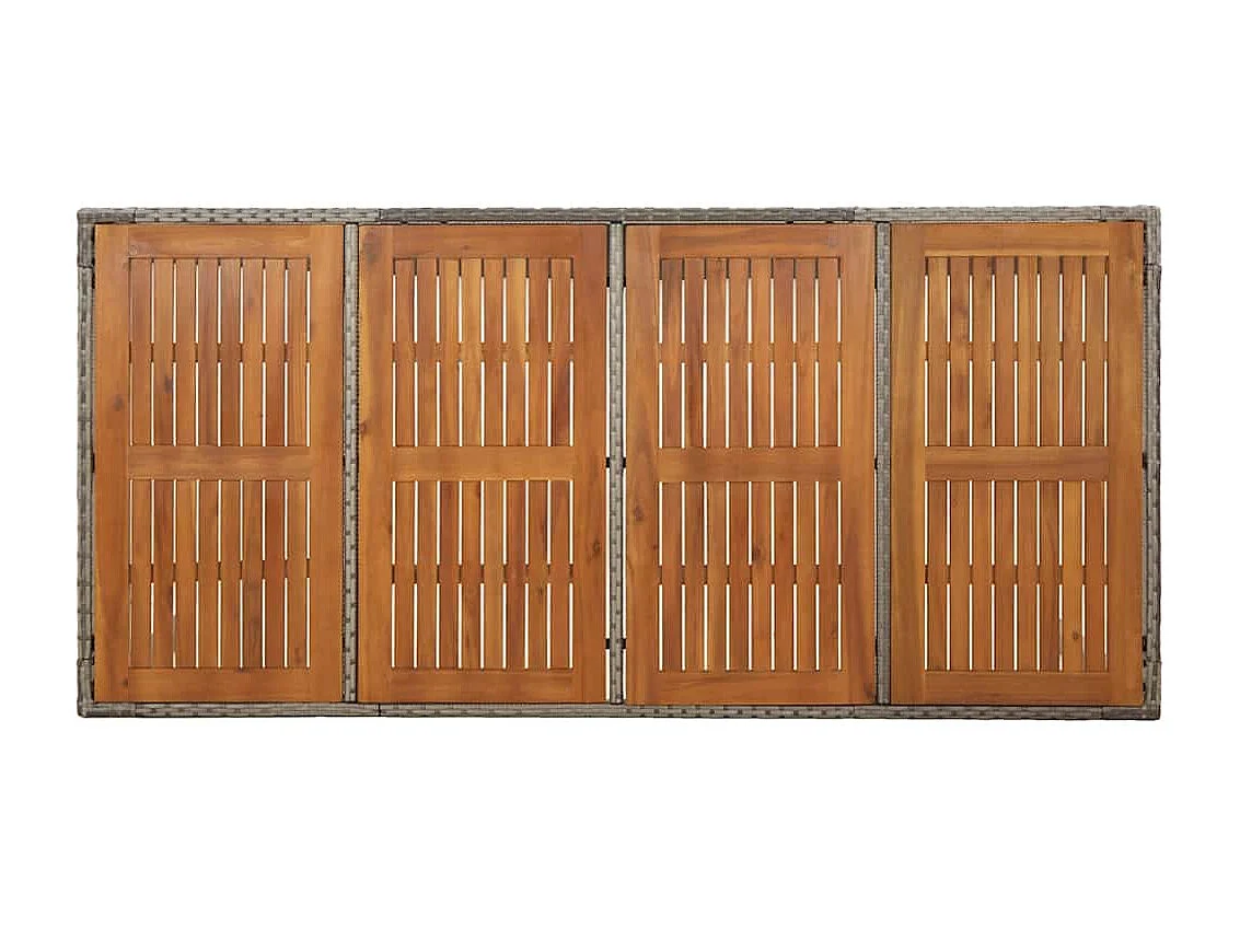 Tavolo da Giardino Piano in Legno Grigio 190x90x75cm Polyrattan