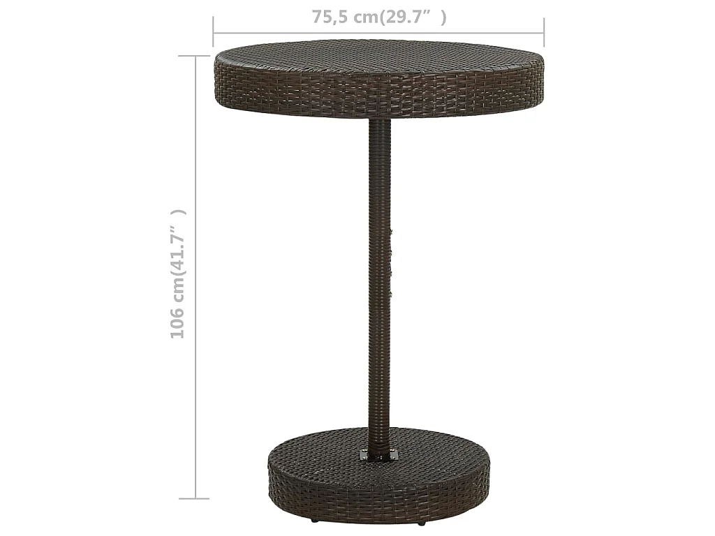 Table de jardin Marron 75,5x106 cm Résine tressée