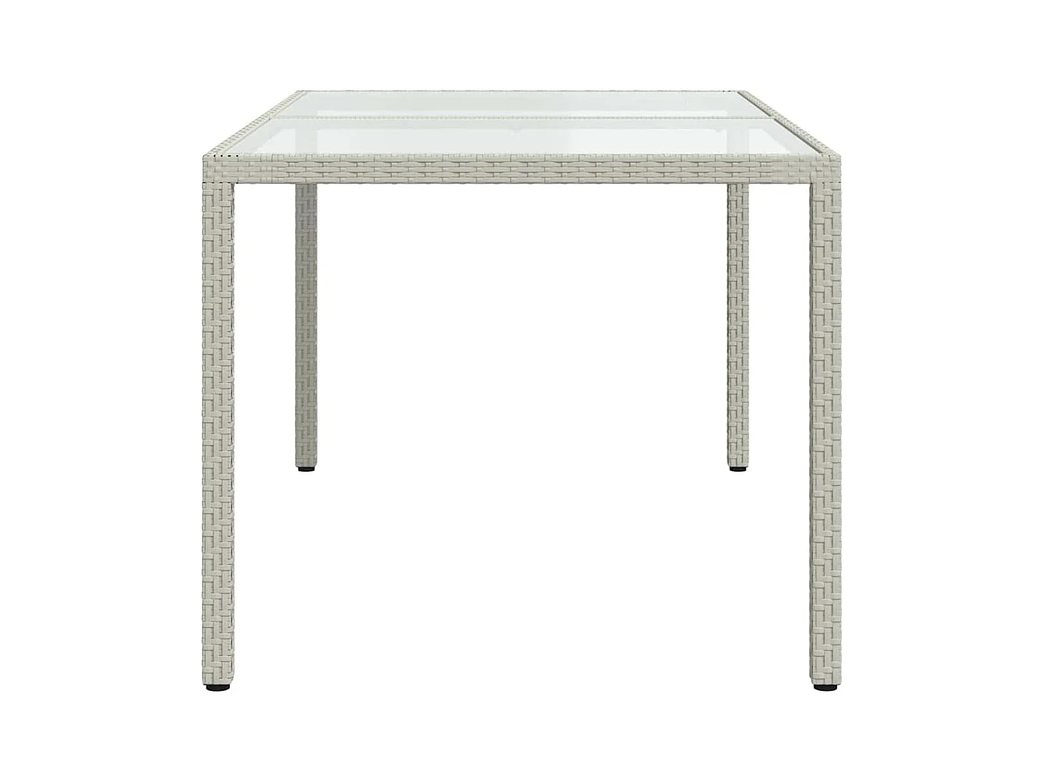 Table de jardin 150x90x75 cm Verre trempé/résine tressée Blanc