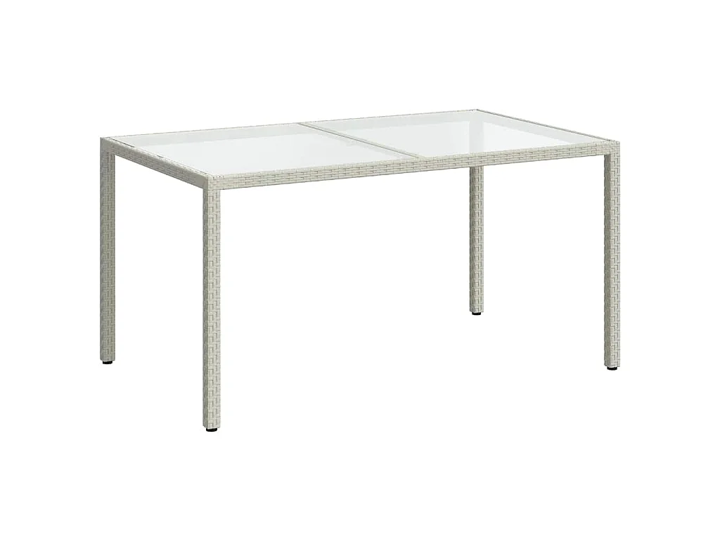 Mesa de jardim 150x90x75 cm vidro temperado e vime PE branco