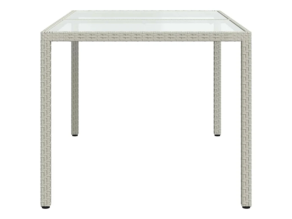 Mesa de jardim 150x90x75 cm vidro temperado e vime PE branco
